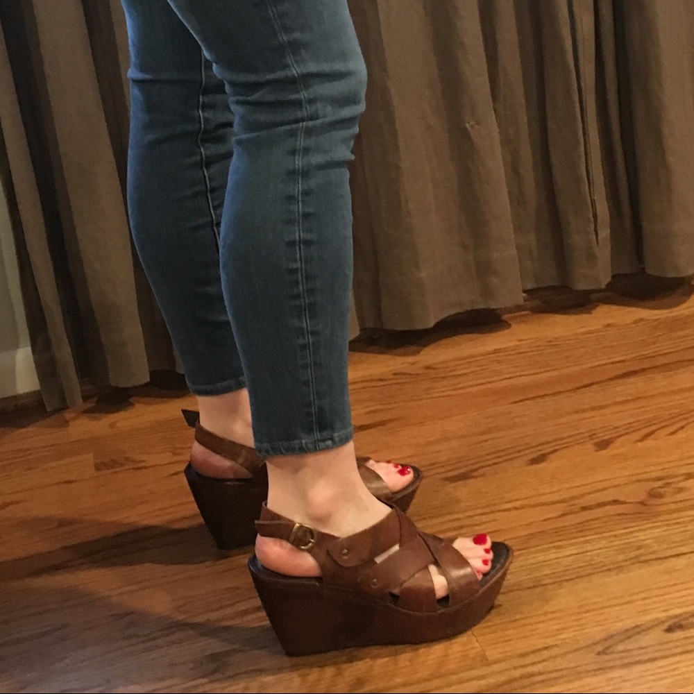 Born ‘Cataleen’ Wedge Sandals, Brown, Size 9